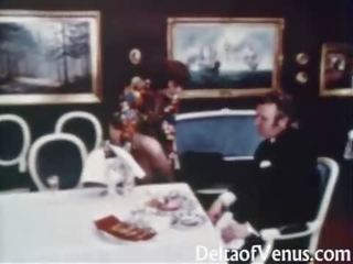 포도 수확 트리플 엑스 영화 1960s - 털이 많은 프라임 브루 넷의 사람 - 테이블 용 세
